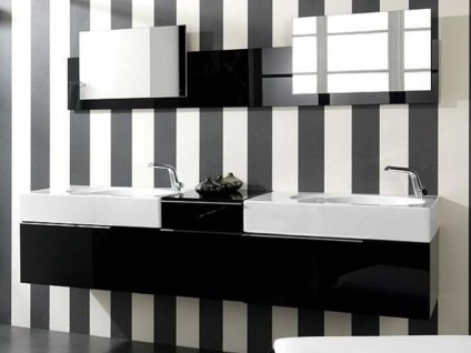 Caracteristici negru și alb baie foto și de design, cum ar fi gresie (proiectare) baie foto și caracteristici de design alb-negru, cum să se stabilească țiglă