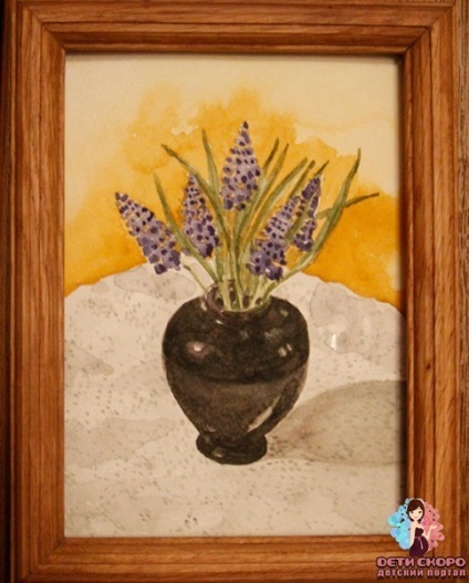 Cum de a desena un buchet de flori intr-o vaza (culori) Cum de a desena un buchet de flori intr-o vaza