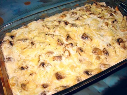 caserolă de pui cu ciuperci (ciuperci de pui crud) caserola de pui cu ciuperci