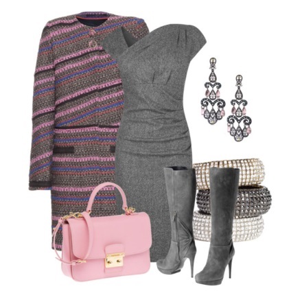 La modă rochie gri (gri) Rochie gri la modă