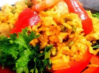 Paella cu carne de pui și creveți, http (prăji în câteva minute) Paella cu carne de pui și creveți, http