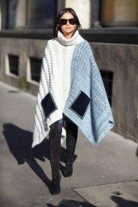 Poncho ce să poarte, 45 de idei elegant din fotografie! (Îmbrăcăminte exterioară la modă 2016) Poncho ce să poarte, 45 de idei elegant din fotografie!