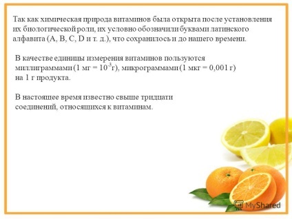Prezentarea pe vitamine (vitamine) Prezentare pe vitamine