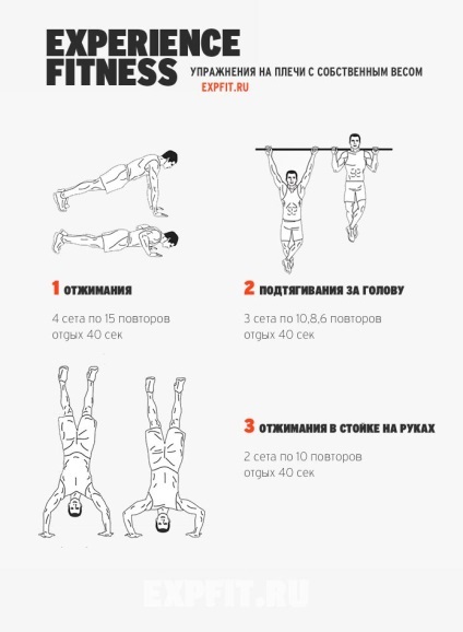 Dezvoltarea de arme în casă - cel mai bun set de exerciții pe umeri (exerciții de umăr la domiciliu) Dezvoltarea de arme în casă - cel mai bun set de exerciții pe umeri