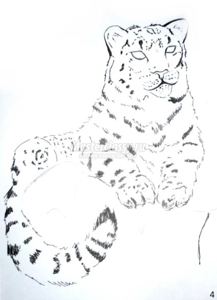 Desen acuarelă Snow Leopard (remiză) Desenați Snow Leopard acuarelă