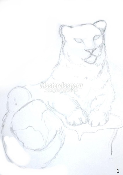 Desen leopard de zăpadă acuarelă (Desenați leopard de zăpadă) Desenați Snow Leopard acuarelă