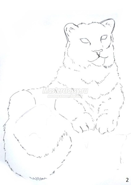 Desen acuarelă Snow Leopard (acuarele) Desenați Snow Leopard acuarelă