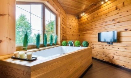 Baie într-un design casa din lemn, foto (poze) Baie într-un design casa din lemn, fotografie