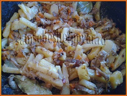 cartofi prăjiți delicioase și fungi (ciuperci tocana de cartofi) friptură gustoase cu ciuperci si cartofi