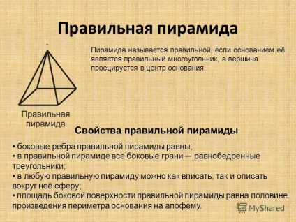 la prezentarea piramidei (vârful piramidei este proiectat) la prezentarea piramidei