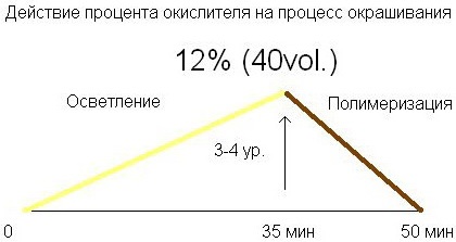 proces oxidant colorit de acțiune procente (acțiune) Acțiunea procesului de colorare oxidant procente