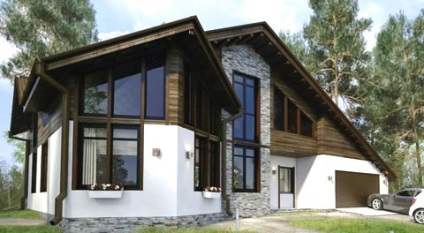 Proiecte combinate de case si case la tara din caramida si lemn (cabane) Proiecte combinate de case si vile țară din cărămidă și lemn