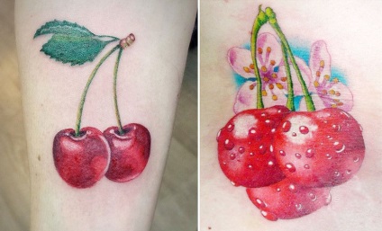 cireșe Tattoo, culoare, stil, tehnica, dimensiunea și zona a corpului (de culoare) cireșe Tattoo, culoare, stil, tehnica, dimensiunea și zona a corpului