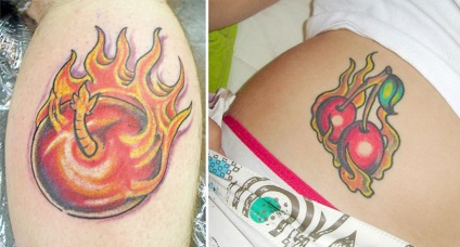 cireșe Tattoo, culoare, stil, tehnica, dimensiunea și zona a corpului (stilul) cireșe Tattoo, culoare, stil, tehnica, dimensiunea și zona a corpului