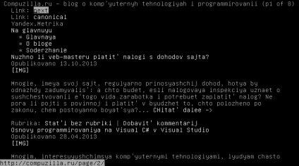 browsere bazate pe text (pagina de browser consola Lynx) browser-ele text
