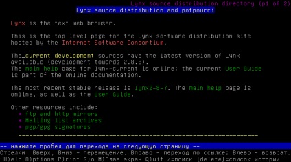 browsere bazate pe text (pagina de browser Lynx) browser-ele text