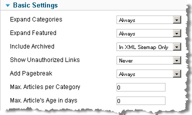 Harta site-ului joomla