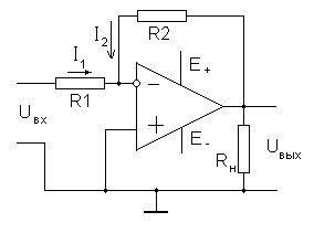 1 - intrare inversoare, 2 - intrarea ne-inversoare, 3, 4 - tensiunea de alimentare de curent continuu, 5