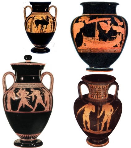 pictura vaza greacă rosu-negru figura antic