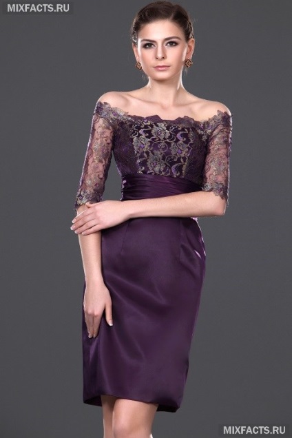 Rochie din satin cu dantelă (foto) (DRESS) Rochie din satin cu dantelă (foto)