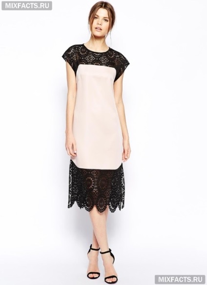 Rochie din satin cu dantelă (foto) (DRESS) Rochie din satin cu dantelă (foto)
