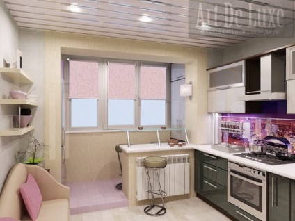 Design-o bucătărie mică, cu un balcon, interior, foto, video (balcon) Design-o bucătărie mică, cu un balcon, interior, foto, video