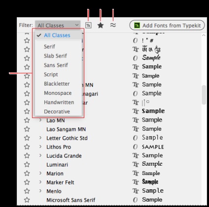 Fonturi în Illustrator (de exemplu criterii de Serif) Fonturi în ilustrator