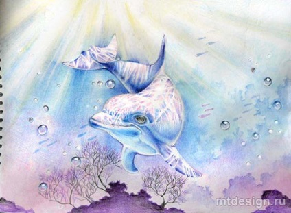 Lecții de pictură - un delfin sub apă (lecții) Lecții de pictură - un delfin sub apă