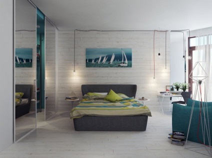 Design interior dormitor într-un stil nautic (stil) Design interior dormitor într-un stil marin