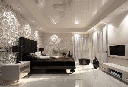 Design Dormitor luminos, cu mobilier de culoare închisă contrastează în interior (proiectare) Design Dormitor luminos, cu mobilier de culoare închisă contrastează în interior