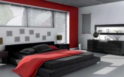 Design Dormitor luminos, cu mobilier de culoare închisă contrastează în interior (dormitor) Design Dormitor luminos, cu mobilier de culoare închisă contrastează în interior