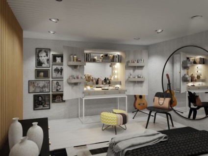 Design Dormitor luminos, cu mobilier de culoare închisă contrastează în interior (dormitor) Design Dormitor luminos, cu mobilier de culoare închisă contrastează în interior