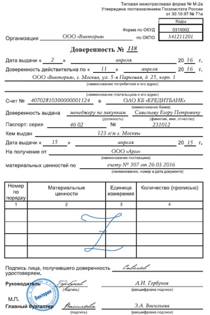 Procura pentru a primi bunurile (bunurilor) Procura pentru a primi bunuri