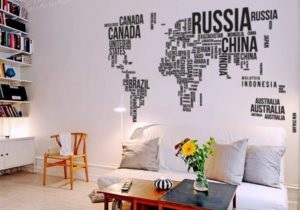 Murala cu o hartă a lumii și utilizarea lor în interior (puteți alege) Murala cu o hartă a lumii și utilizarea lor în interior
