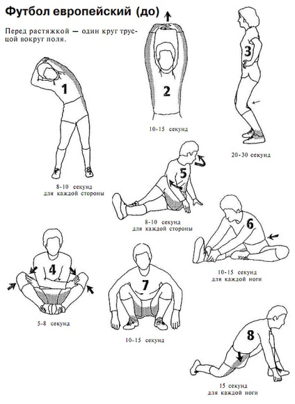 fotbalul european, exerciții de stretching (cum ar fi fotbalist întindere) fotbalul european, exerciții de stretching