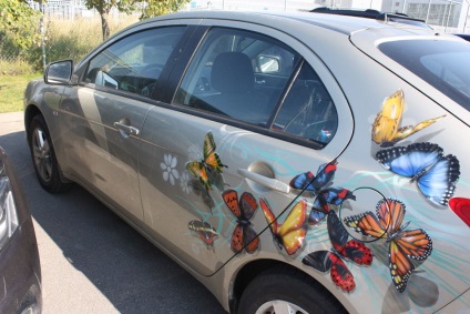 Cum aerografie pe masina (stencil auto aerografului pe capota cu mâinile) Cum aerografie pe masina