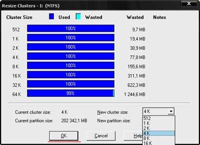 Cum se modifica dimensiunea clusterului de hard disk (clustere) Cum se modifica dimensiunea clusterului de hard disk