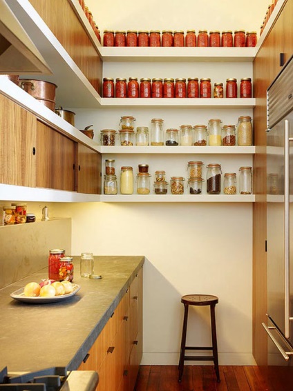 Bucătărie cu rafturi deschise 1 (interior bucatarie) Bucătărie cu rafturi deschise 1