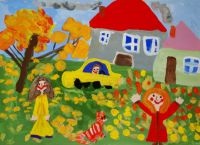 Toamnă - desene pentru copii vopsele (tablouri) Toamna - desenele copiilor vopsea