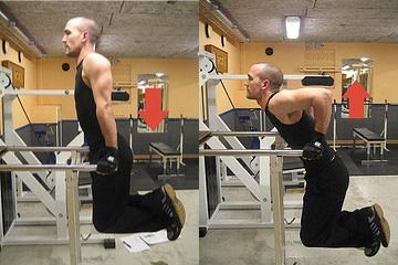 Dips în greutate (pentru a obține rezultatul dorit) Push-up-uri pe greutatea