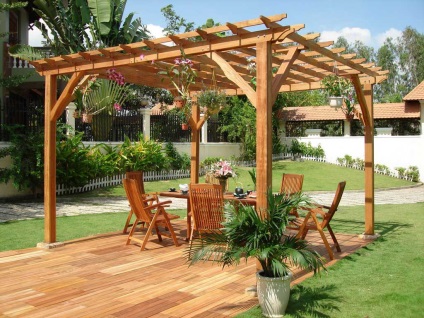 Pergole din lemn si metal in gradina peisaj de design, un design frumos cu o bancă pentru grădină (pergola) Pergole din lemn si metal in gradina peisaj de design, un design frumos cu o bancă pentru grădină