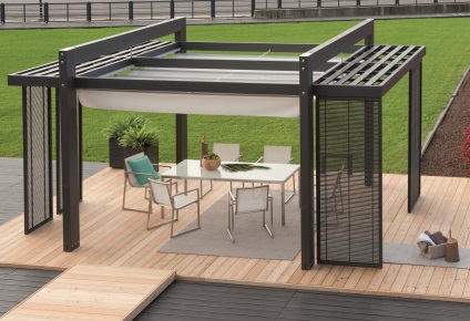 Pergole din lemn si metal in gradina peisaj de design, un design frumos cu o bancă pentru grădină (peisaj) Pergole din lemn si metal in gradina peisaj de design, un design frumos cu o bancă pentru grădină