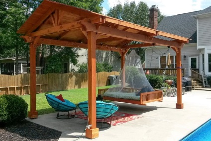 Pergole din lemn si metal in gradina peisaj de design, un design frumos cu o bancă pentru grădină (dacha) Pergole din lemn si metal in gradina peisaj de design, un design frumos cu o bancă pentru grădină