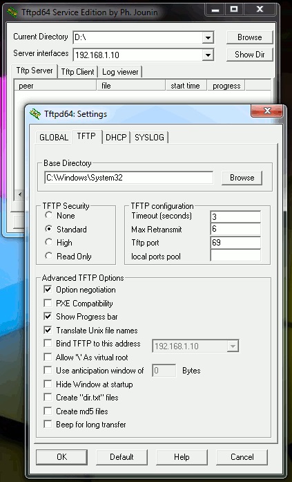 server de tftpd32 Ridicarea pe ferestre - 7