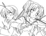 pagini anime de colorat (de imprimare de colorat) colorat anime