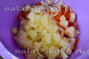 Salata cu ananas si carne de pui a doua parte (matrimoniale) Salata cu ananas și al doilea pui parte