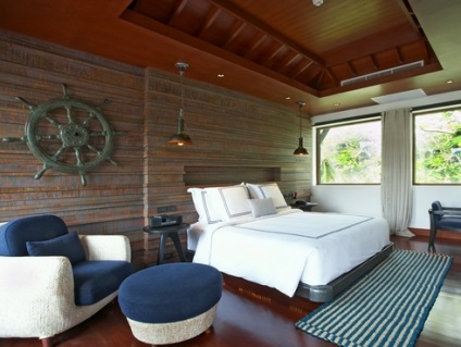 Dormitor într-un stil maritim, de design dormitor (pat mare) Dormitor într-un stil maritim, design-dormitor