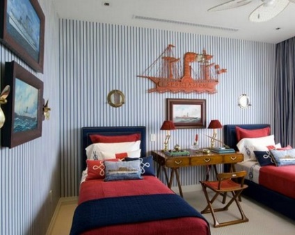 Dormitor într-un stil maritim, de design dormitor (stil marin dormitor) Dormitor într-un stil maritim, design-dormitor