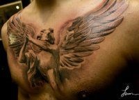 Înger tatuaj sensul simbolismul, opțiunile din fotografie (înger tatuaj pe brațul lui.) Înger tatuaj sensul simbolismul, opțiunile din fotografie