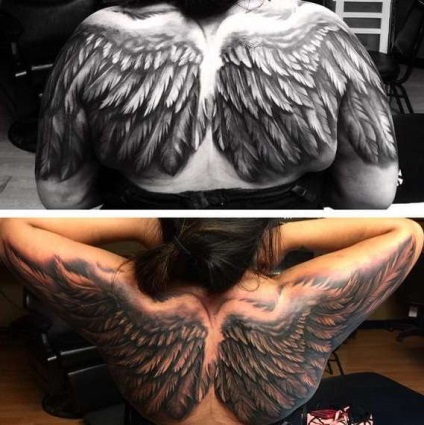 Aripi de Tatuaje valoare tatuaj, 34 fotografii, desene (aripa) Aripi de tatuaje de valoare tatuaj, 34 fotografii, schițe